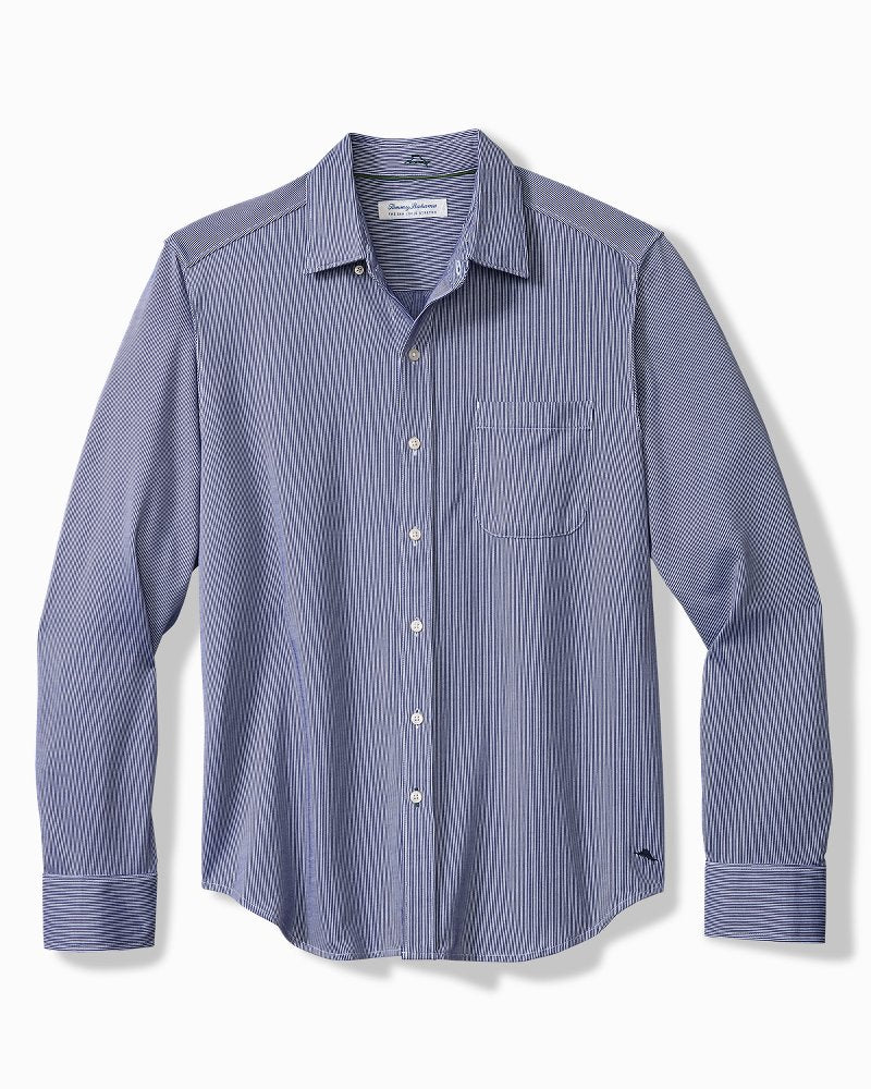 Big &amp; Tall San Lucio Sol Stripe Stretch Knit Shirt - Kingdom Blue
