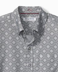 Big &amp; Tall San Lucio Mira Mosaic Stretch Knit Shirt - Light Ash