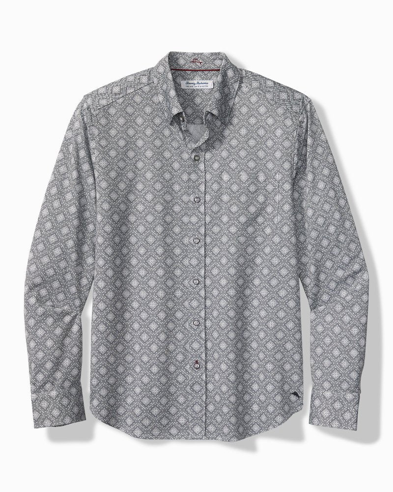 Big &amp; Tall San Lucio Mira Mosaic Stretch Knit Shirt - Light Ash