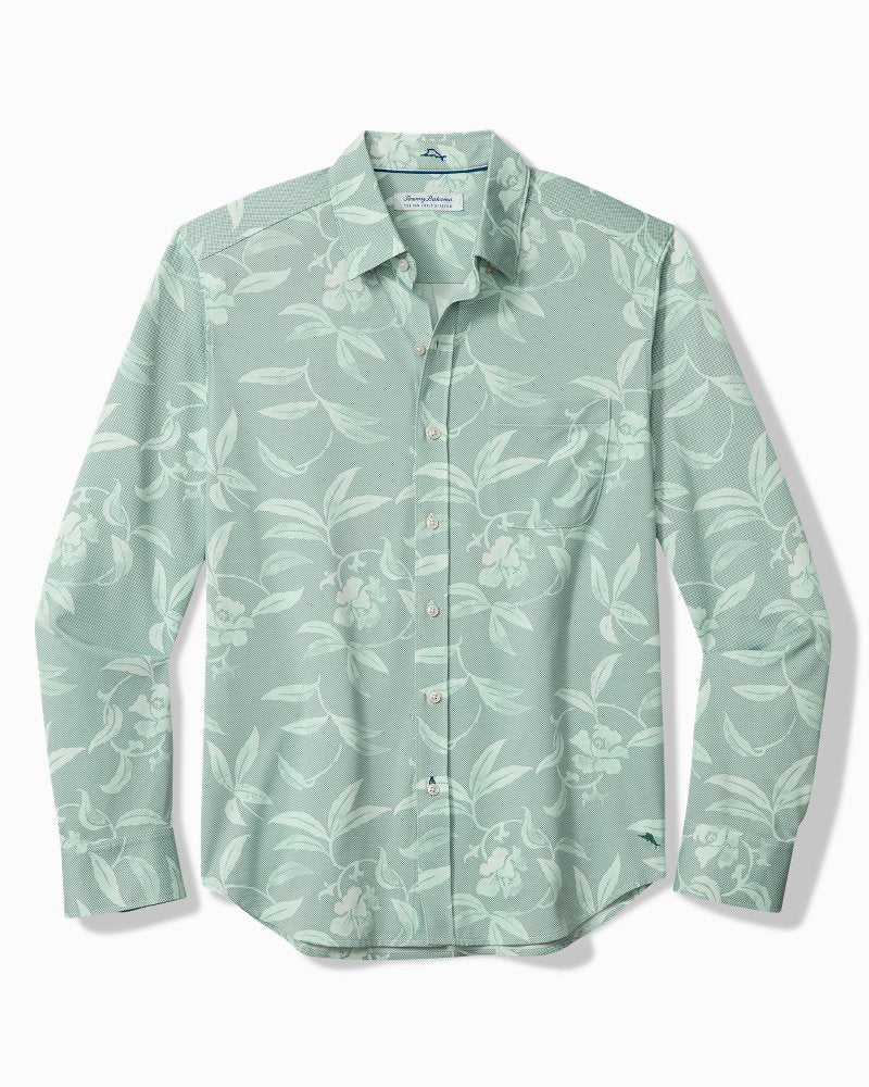 Big &amp; Tall San Lucio Gardenia Stretch Knit Shirt - Tropical Fern