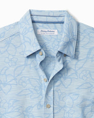 Big &amp; Tall San Lucio Tides Flora Stretch Knit Shirt - Silvery Blue