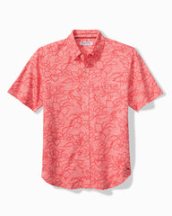 Big &amp; Tall San Lucio Tides Flora Stretch Knit Shirt - Pure Coral