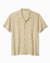 Big &amp; Tall Palm Fresco Beach Border IslandZone® Camp Shirt - Stone Khaki