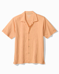 Big &amp; Tall Palm Fresco Beach Border IslandZone® Camp Shirt - Peach Parrot