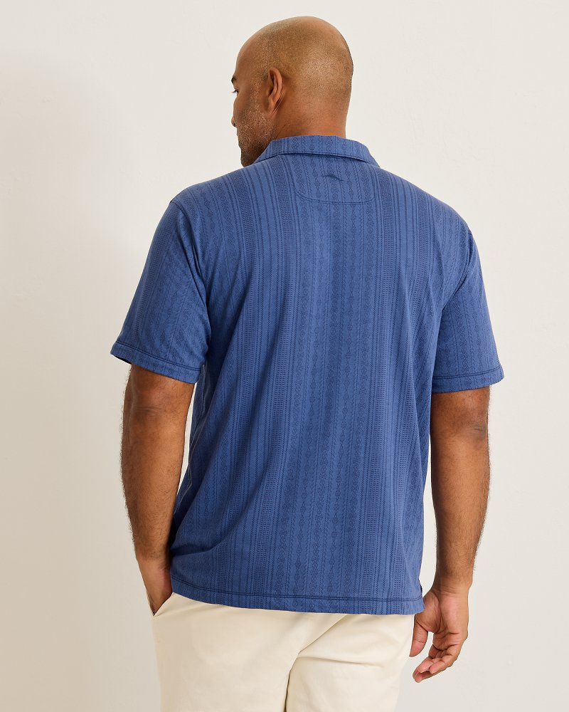 Big &amp; Tall Palm Fresco Beach Border IslandZone® Camp Shirt - Carbon Navy
