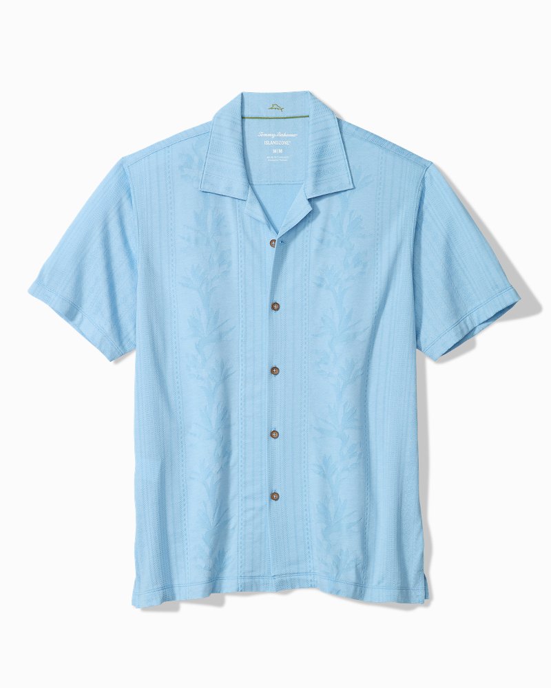 Big &amp; Tall Palm Fresco Beach Border IslandZone® Camp Shirt - Dusk Blue