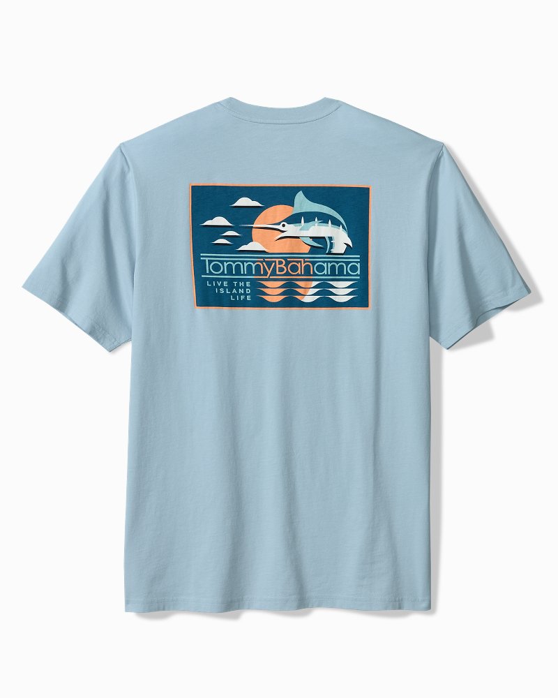 Big &amp; Tall Marlin View Graphic T-Shirt - Silvery Blue