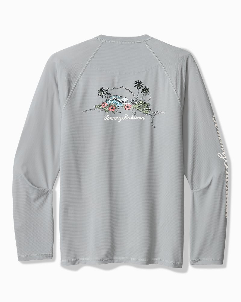 Big &amp; Tall Chill Time Bay IslandZone Long-Sleeve Rash Guard - Ultimate Gray