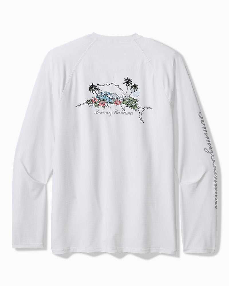 Big &amp; Tall Chill Time Bay IslandZone Long-Sleeve Rash Guard - Bright White