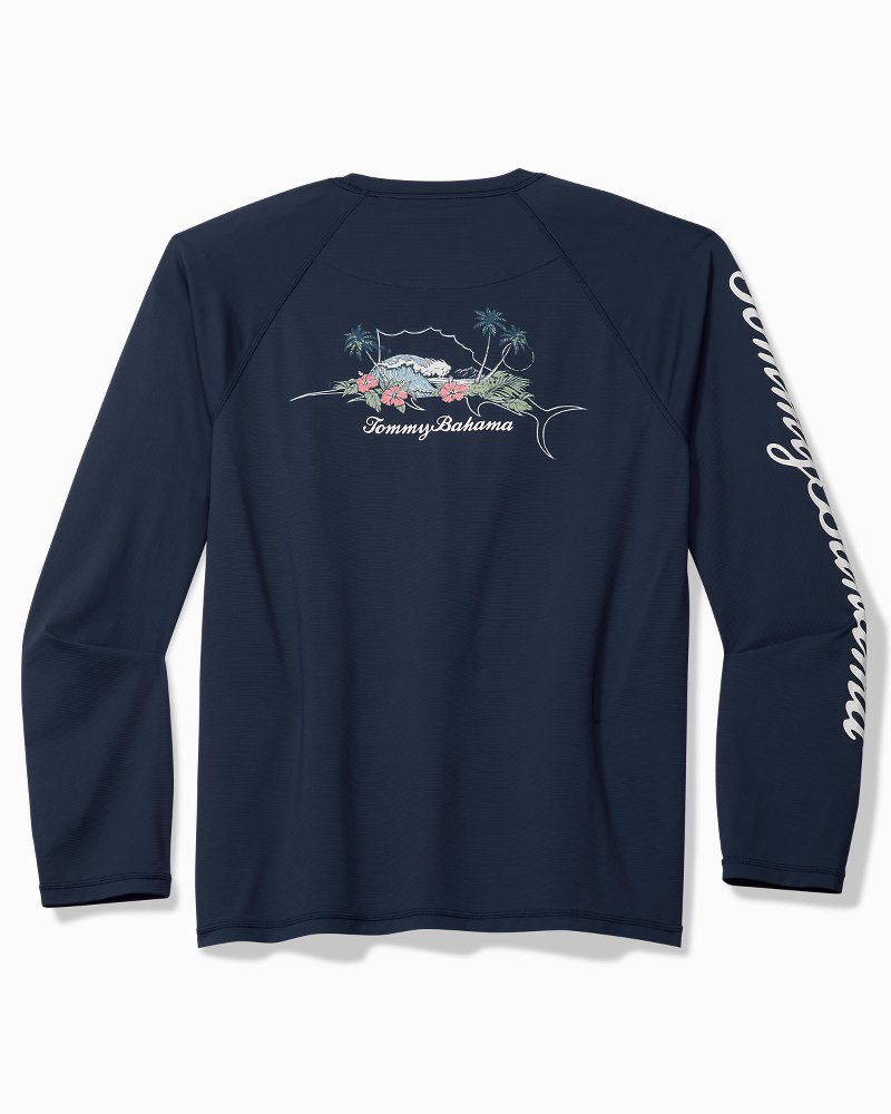 Big &amp; Tall Chill Time Bay IslandZone Long-Sleeve Rash Guard - Maritime