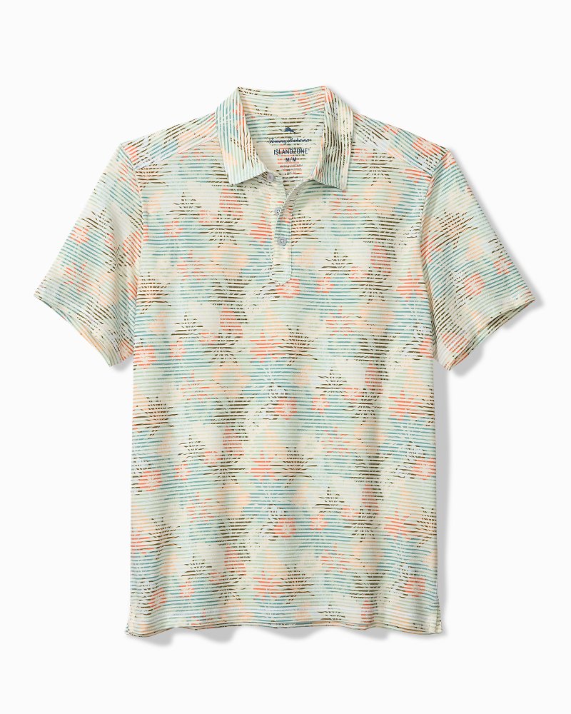 Big &amp; Tall Costa Wave Palm Azul IslandZone Polo - Light Rosemary