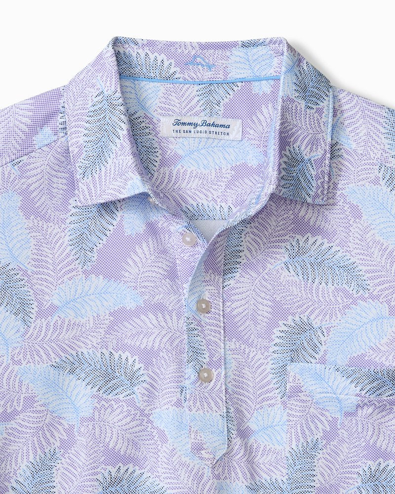Big &amp; Tall San Lucio Frond Fall Stretch-Knit Polo - Paisley Purple