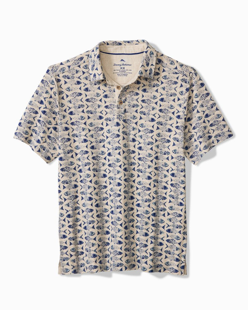 Big &amp; Tall Sardinia Soiree Stretch-Linen Polo - Natural