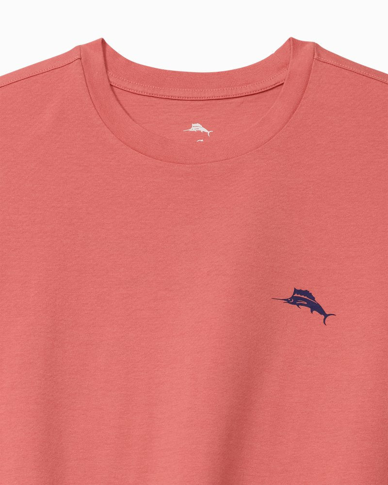 Big &amp; Tall Marlin Waves Graphic T-Shirt - Red Sunset