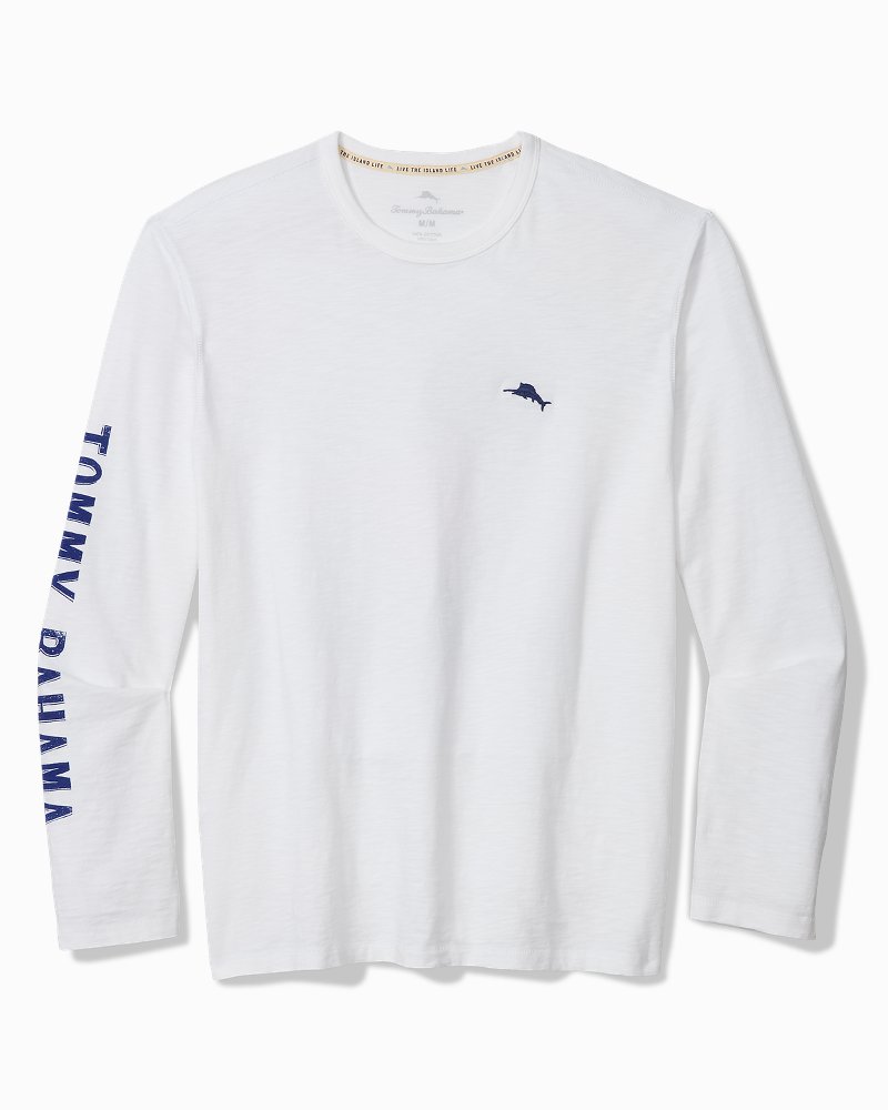 Big &amp; Tall Piña Cabana Long-Sleeve Lux T-Shirt - White