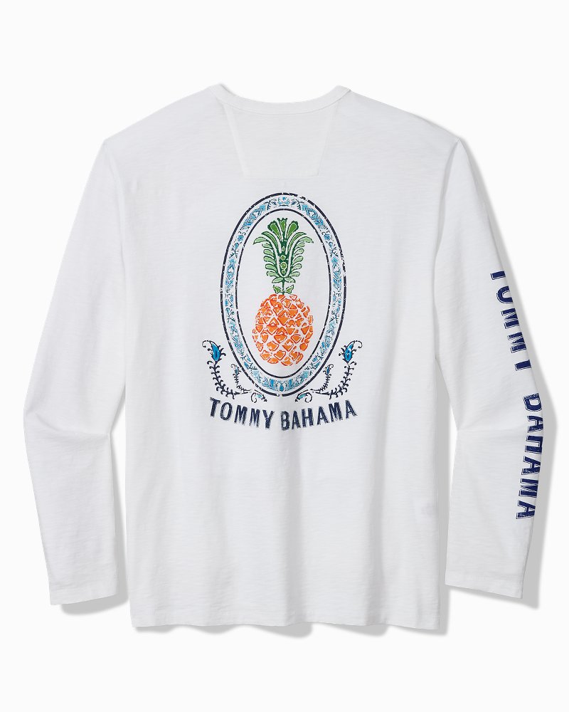 Big &amp; Tall Piña Cabana Long-Sleeve Lux T-Shirt - White