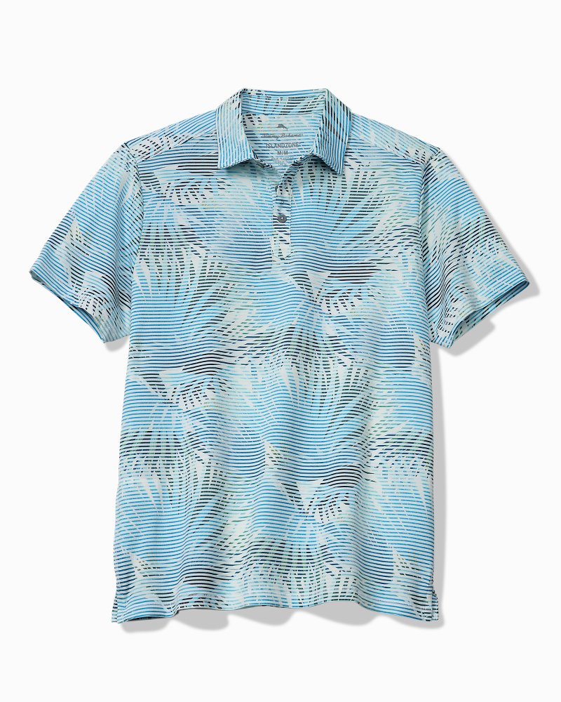 Big &amp; Tall Costa Wave Fiore Fronds IslandZone Polo - Saxony Blue