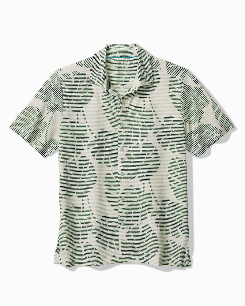 Big &amp; Tall Costa Wave Monstera Mash IslandZone Camp Shirt - Dark Jade
