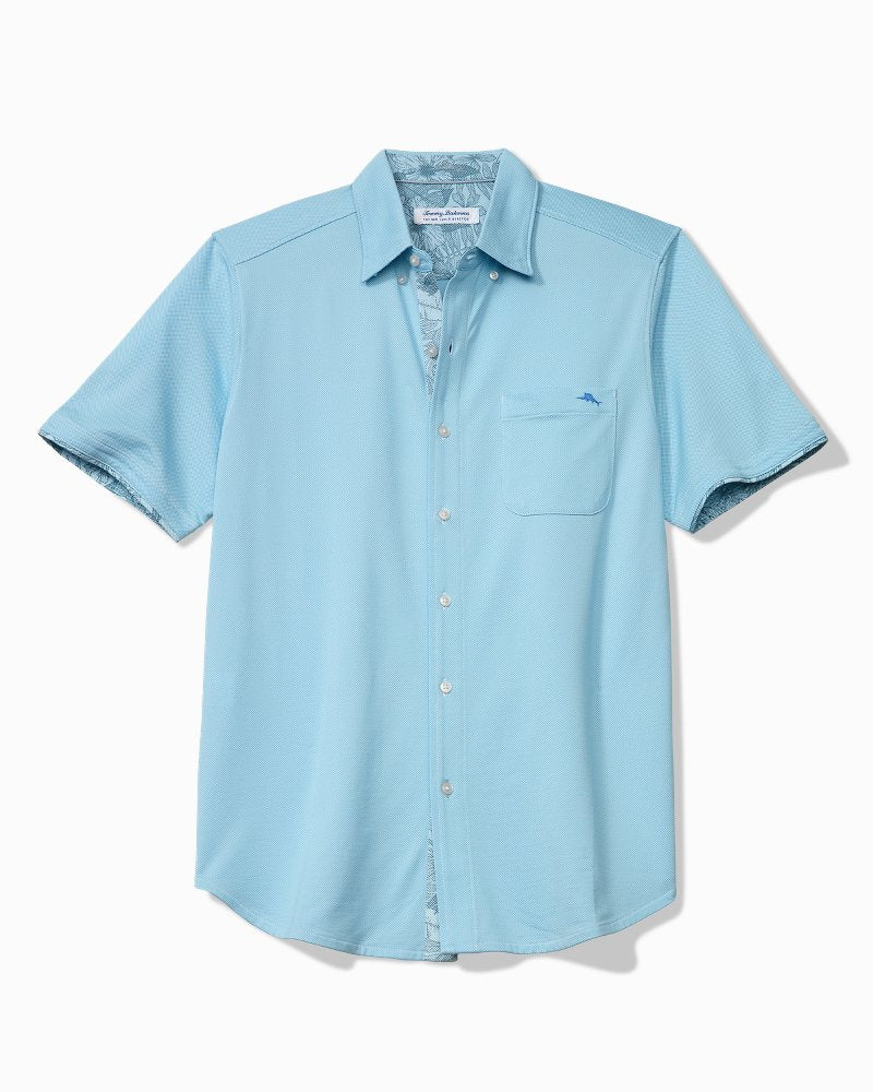 Big &amp; Tall San Lucio Villa Evora Five O'Clock Stretch Knit Shirt - Air Blue