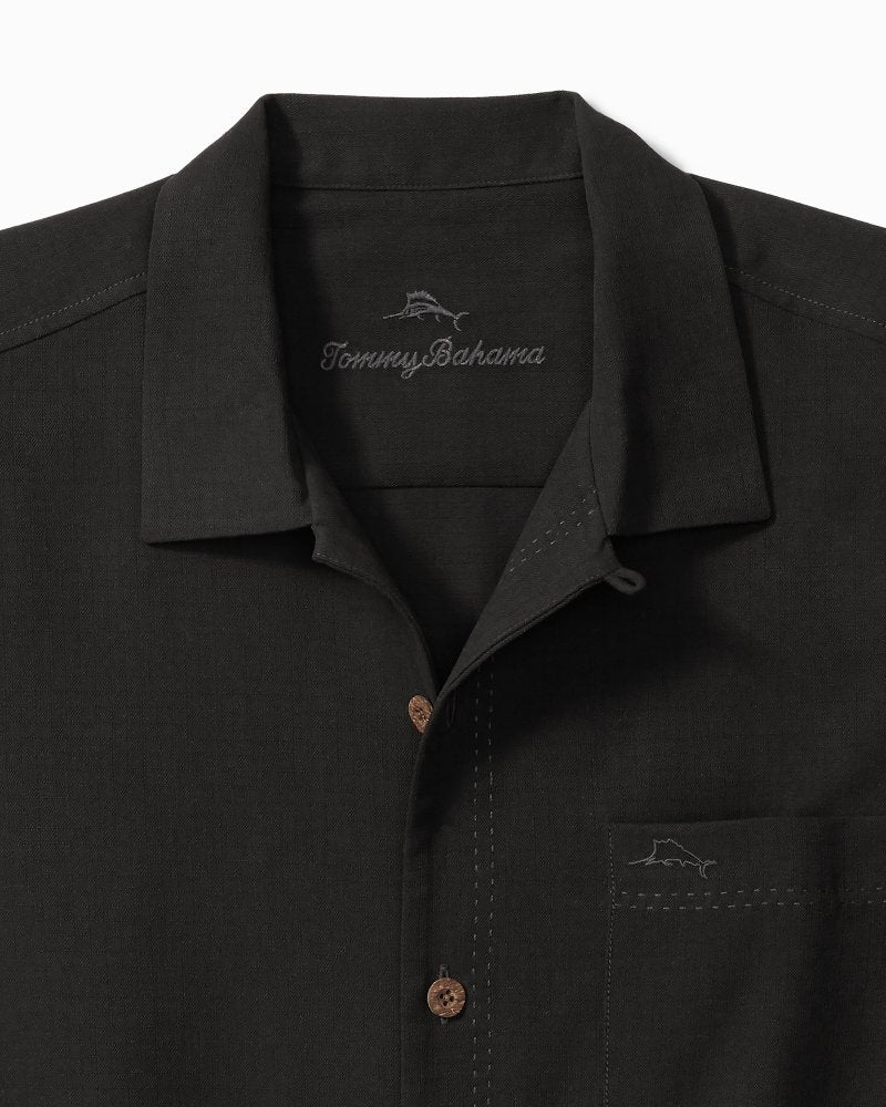 Big &amp; Tall Coastal Breeze Check IslandZone Camp Shirt - Black