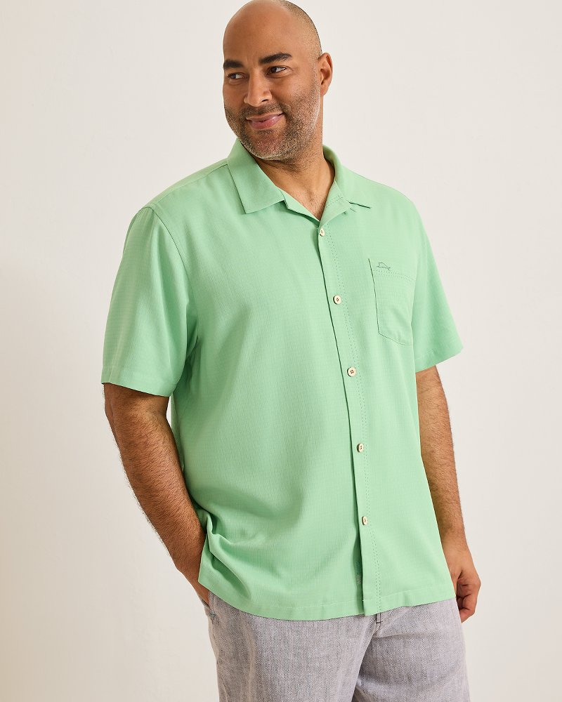 Big &amp; Tall Coastal Breeze Check IslandZone Camp Shirt - Zephyr Green