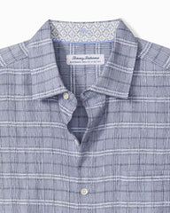 Big &amp; Tall Barbados Breeze Playa Plaid Stretch-Linen Shirt - Raincloud