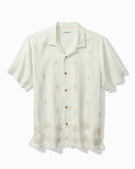 Big &amp; Tall Pina Palms Embroidered Silk Camp Shirt - Continental