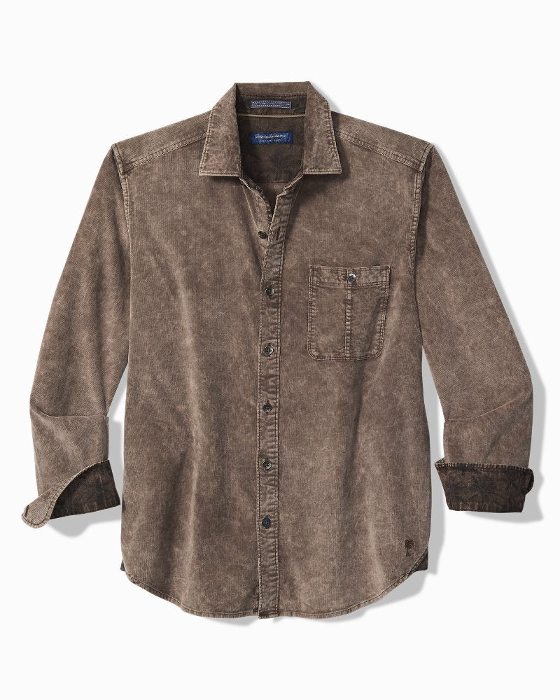 Big &amp; Tall Coastline Cord Stretch Sun Fade Shirt - Brownstone