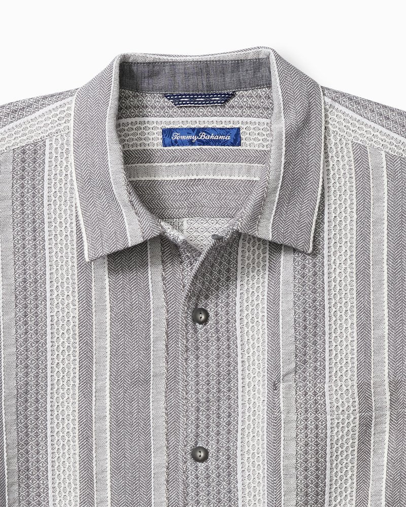 Big &amp; Tall Milano Stripe Cotton Camp Shirt - Night Cap