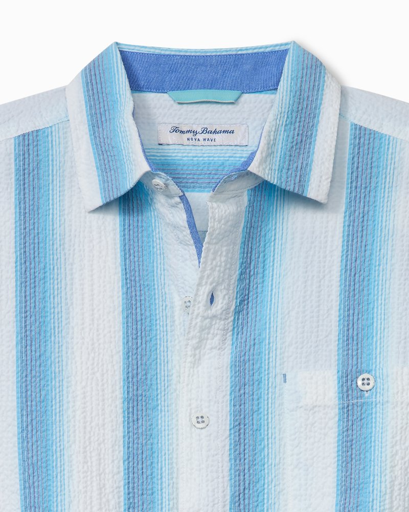 Big &amp; Tall Nova Wave Marina Stripe Cotton-Blend Shirt - Kohala Teal