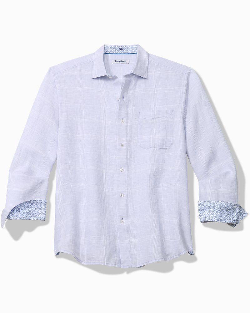 Big &amp; Tall Paradisio Plaid Linen Long-Sleeve Shirt - Classic Lavender
