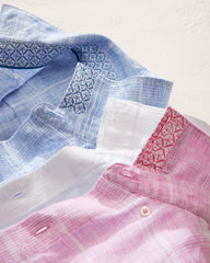 Big &amp; Tall Paradisio Plaid Linen Long-Sleeve Shirt - Light Sky