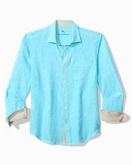 Big &amp; Tall Paradise Breezer Linen Long-Sleeve Shirt - Blue Radiance