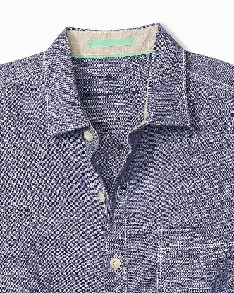 Big &amp; Tall Paradise Breezer Linen Long-Sleeve Shirt - Island Navy