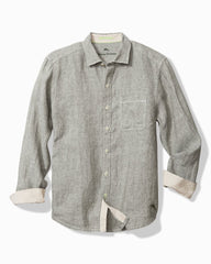 Big &amp; Tall Paradise Breezer Linen Long-Sleeve Shirt - Tea Leaf