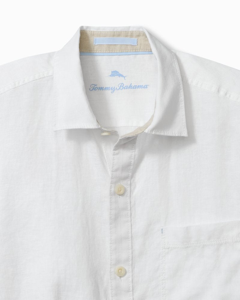 Big &amp; Tall Paradise Breezer Linen Short-Sleeve Shirt - White