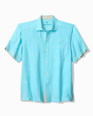 Big &amp; Tall Paradise Breezer Linen Short-Sleeve Shirt - Blue Radiance