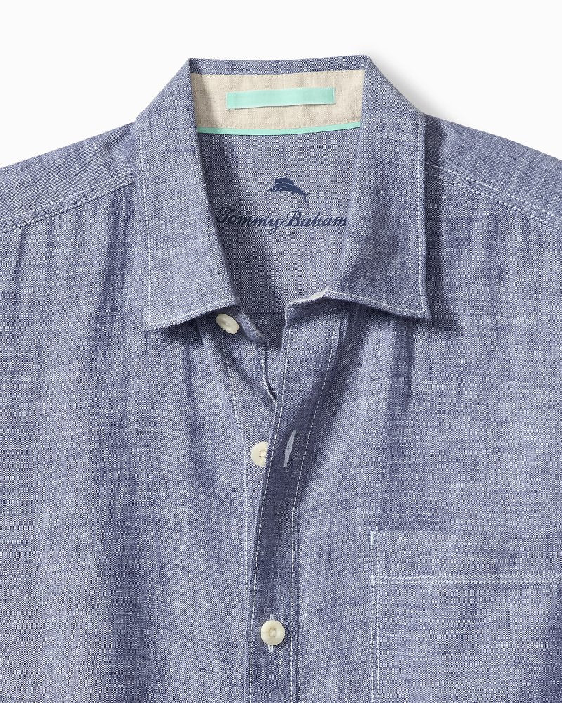 Big &amp; Tall Paradise Breezer Linen Short-Sleeve Shirt - Island Navy