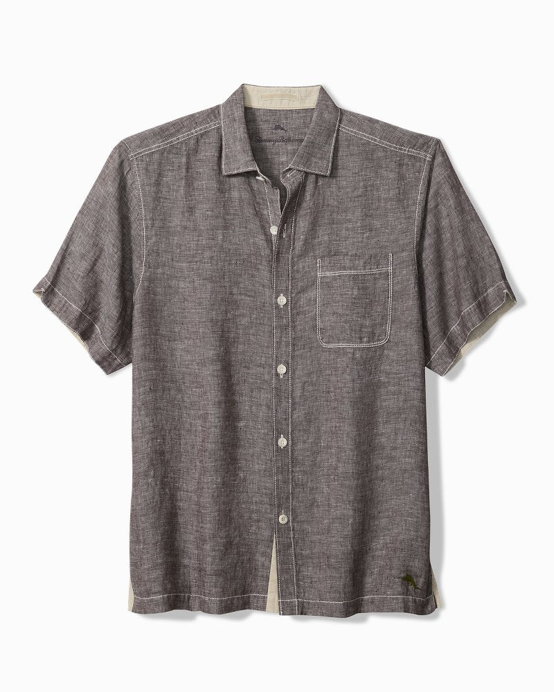 Big &amp; Tall Paradise Breezer Linen Short-Sleeve Shirt - Double Chocolate