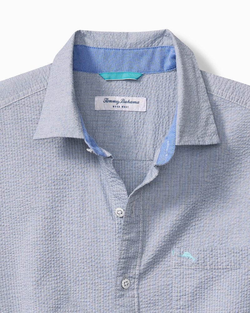 Big &amp; Tall Nova Wave Cotton-Blend Long-Sleeve Shirt - Chambray Blue