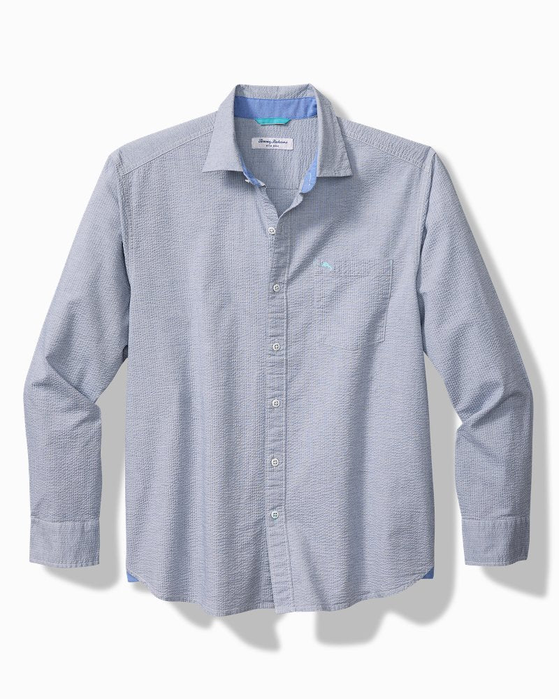 Big &amp; Tall Nova Wave Cotton-Blend Long-Sleeve Shirt - Chambray Blue