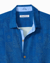 Big &amp; Tall Fairview Fronds Silk Camp Shirt - Classic Blue
