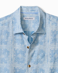 Big &amp; Tall Bandana Breeze Linen Shirt - Dusk Blue