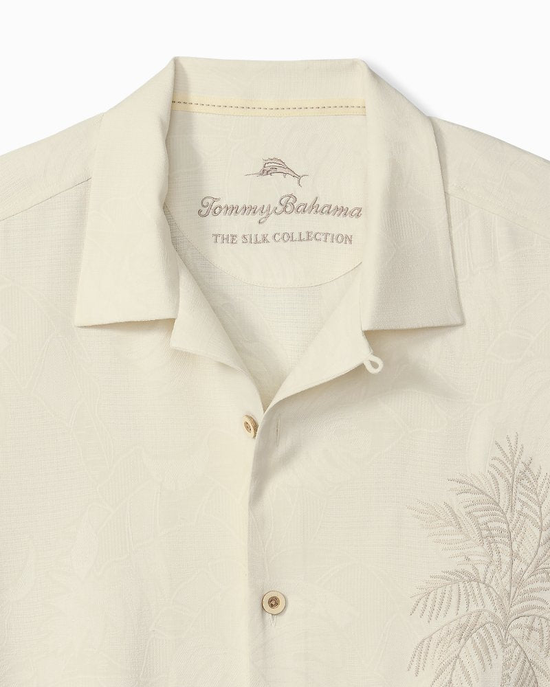 Big &amp; Tall Golden Palms Silk Camp Shirt - Continental