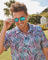 Big &amp; Tall Bahama Coast Palm Mirage IslandZone Camp Shirt - Belle Blue