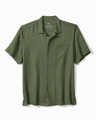 Big &amp; Tall Sip Happens Silk Camp Shirt - Celadon