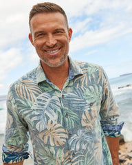 Big &amp; Tall Coastline Cord Jungle Fade Shirt - Sterling Blue