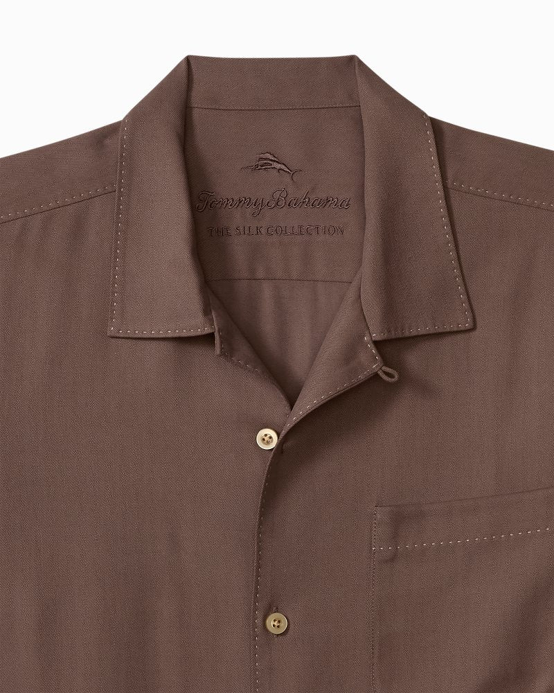 Big &amp; Tall Harbor Luxe Silk Camp Shirt - Desert Plum