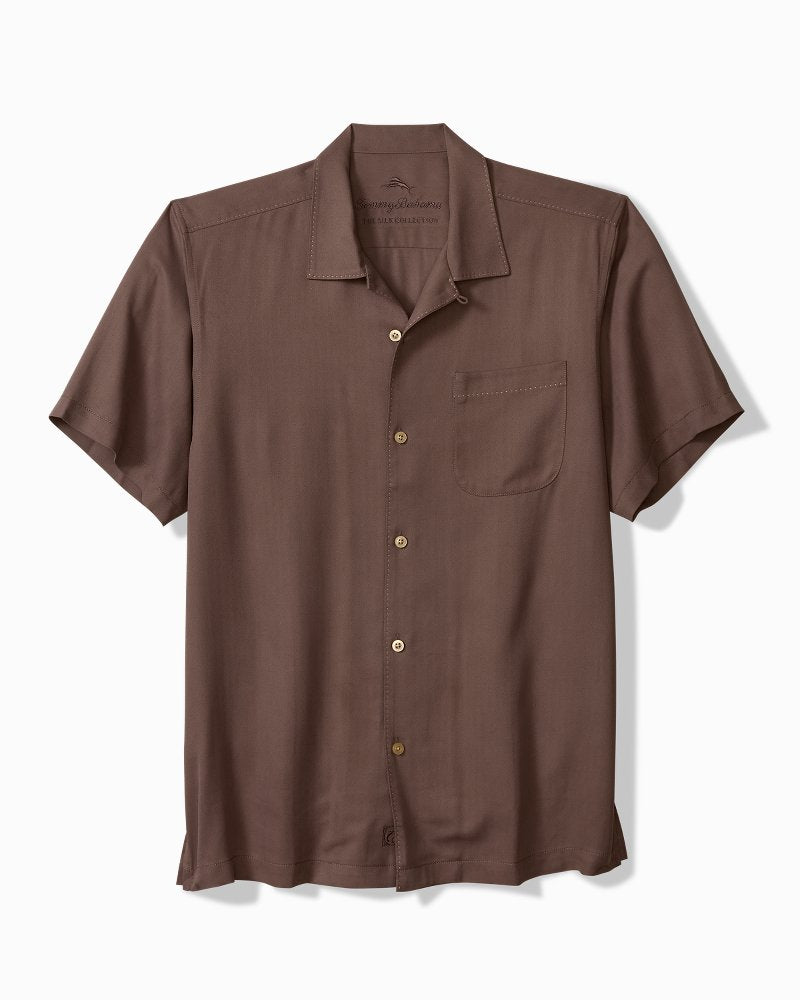 Big &amp; Tall Harbor Luxe Silk Camp Shirt - Desert Plum