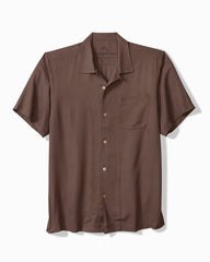 Big &amp; Tall Harbor Luxe Silk Camp Shirt - Desert Plum
